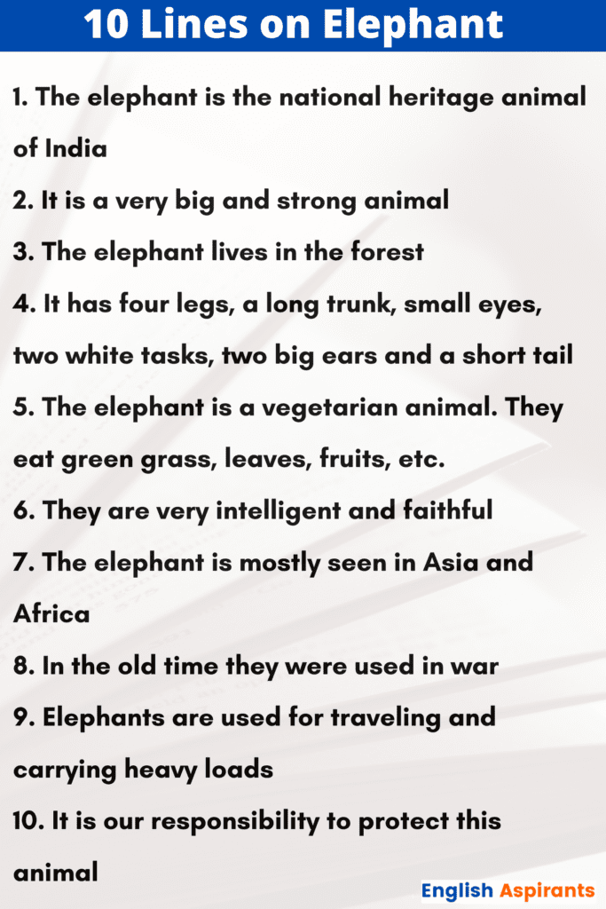 10 lines on Elephant