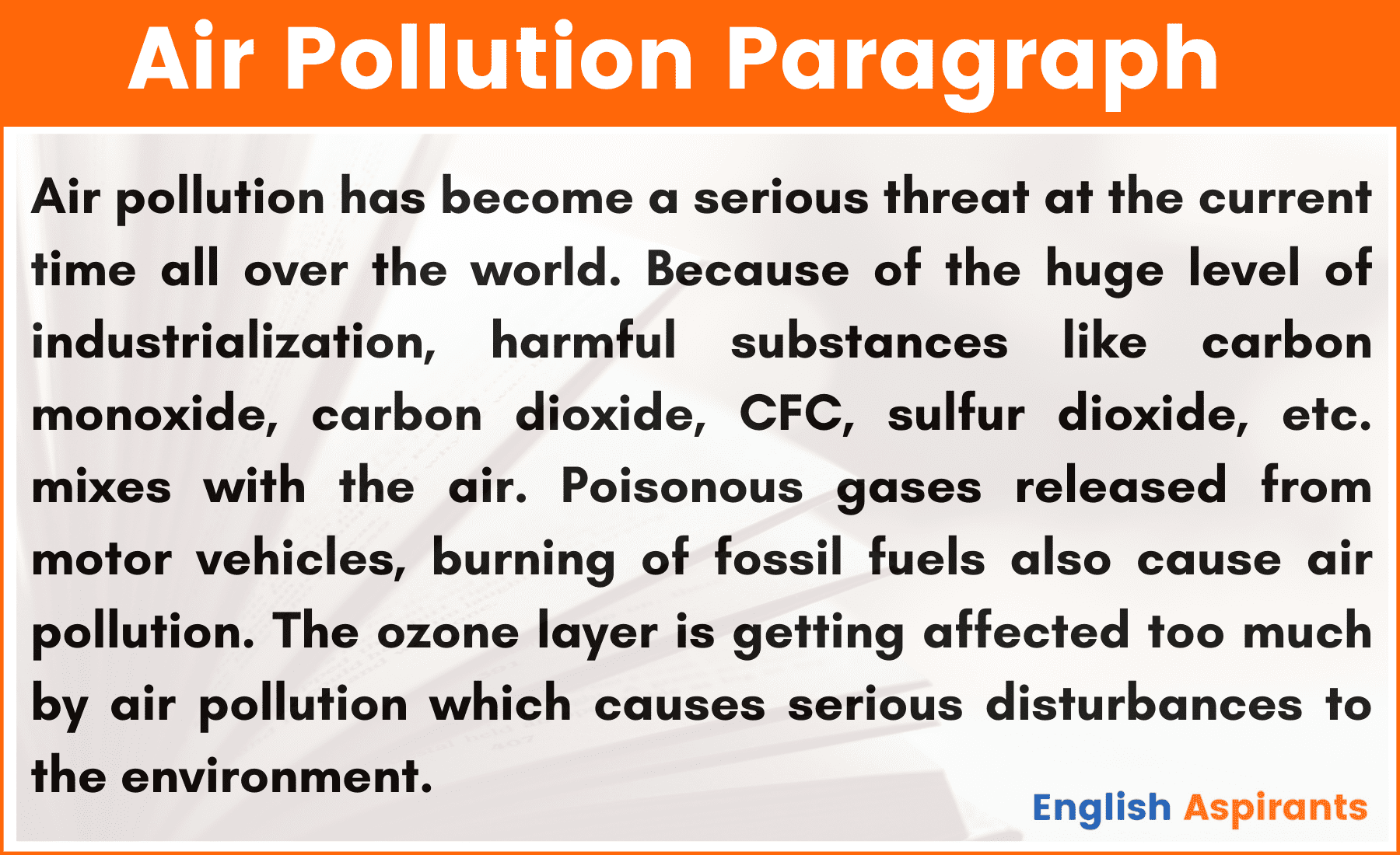 write an essay on pollution of air
