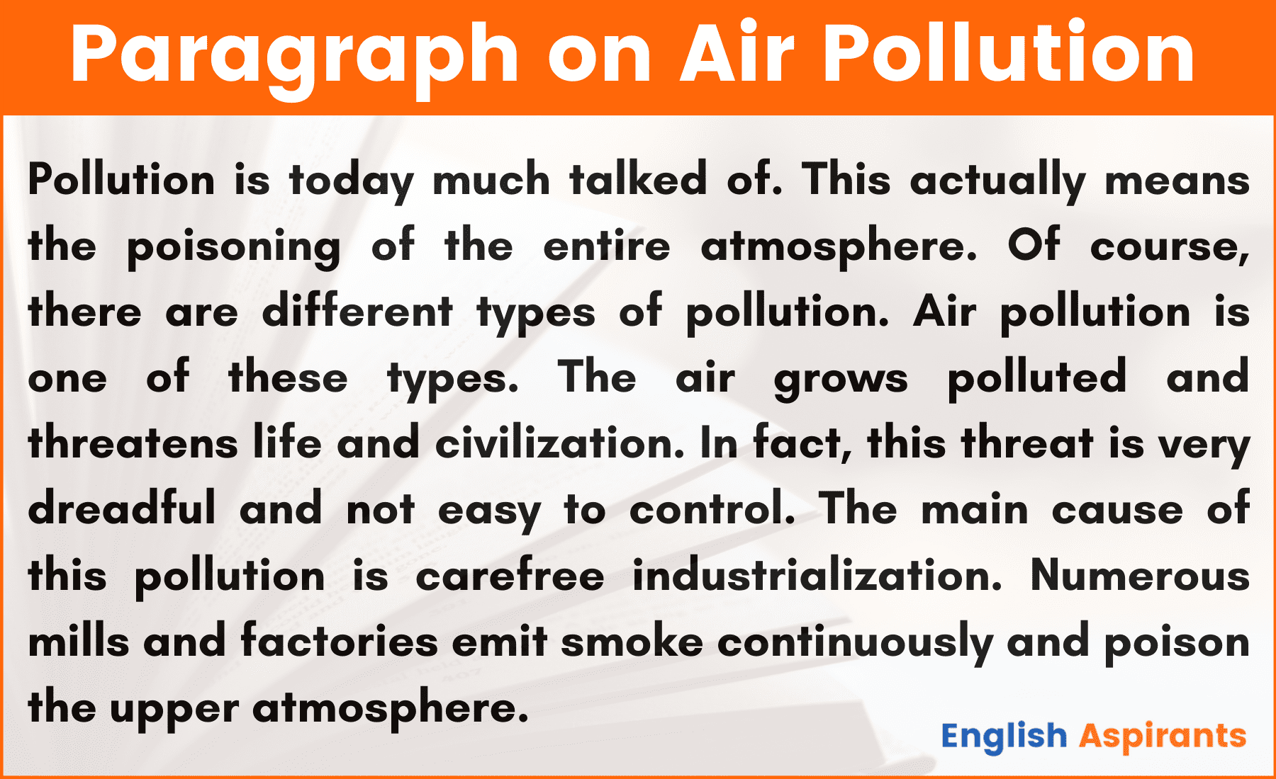 Paragraph on Air Pollution in English