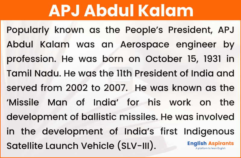 APJ Abdul Kalam Essay 200 words