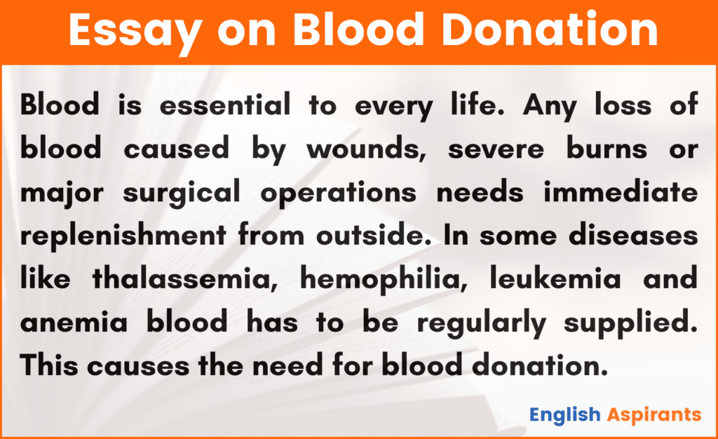 write an essay on blood donation camp