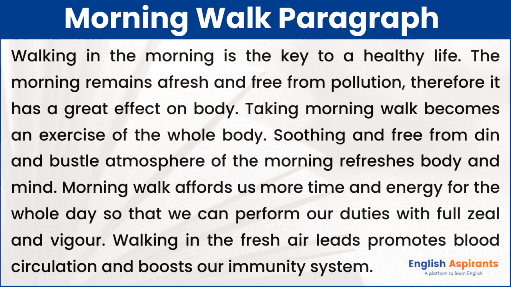a morning walk essay for 8th class