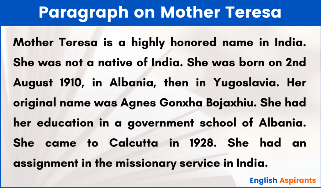 Paragraph on Mother Teresa 
