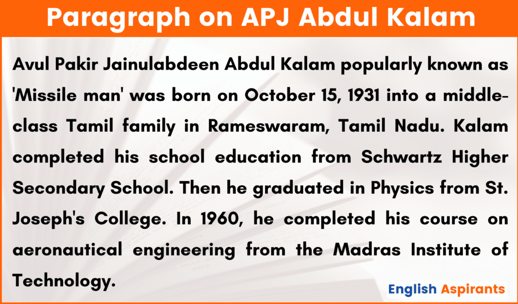 Paragraph on APJ Abdul Kalam