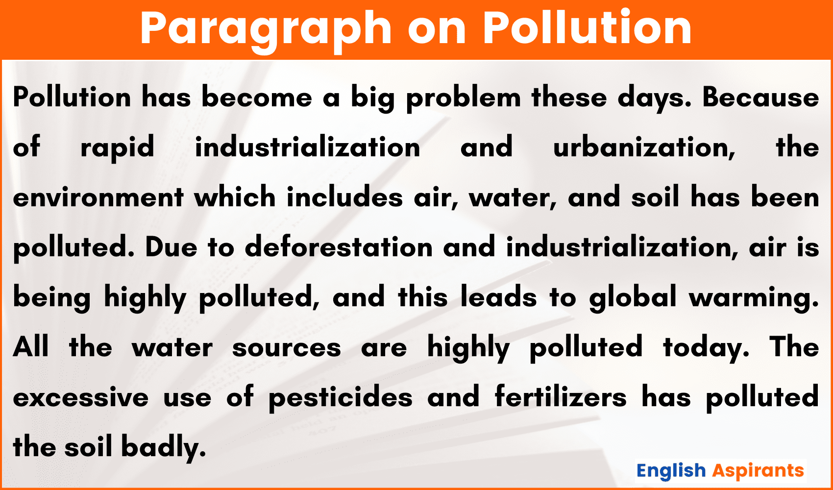 essay on pollution english for class 8