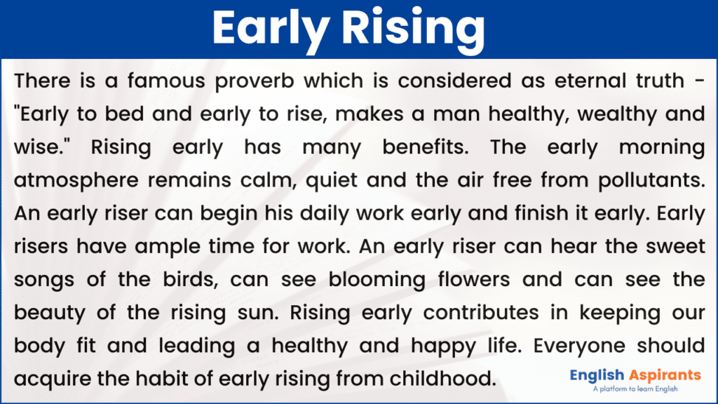 speech on benefits of early rising in 200 words