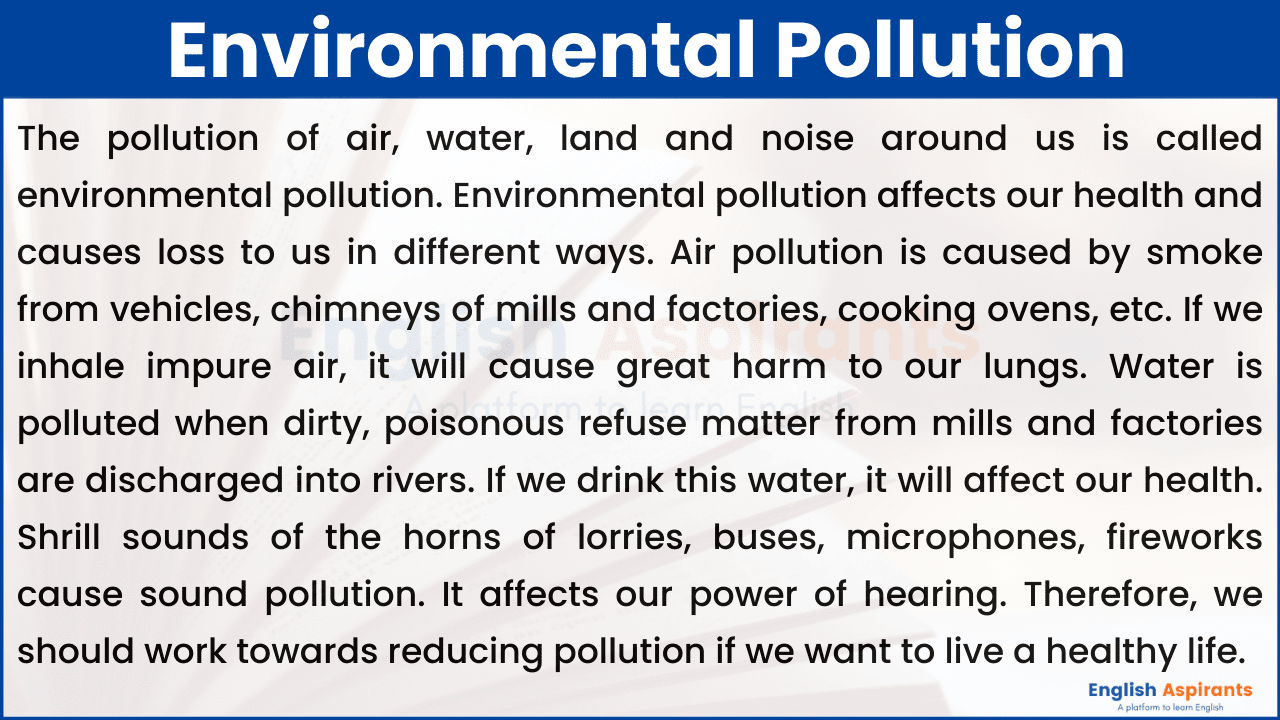 environmental pollution paragraph and essay	