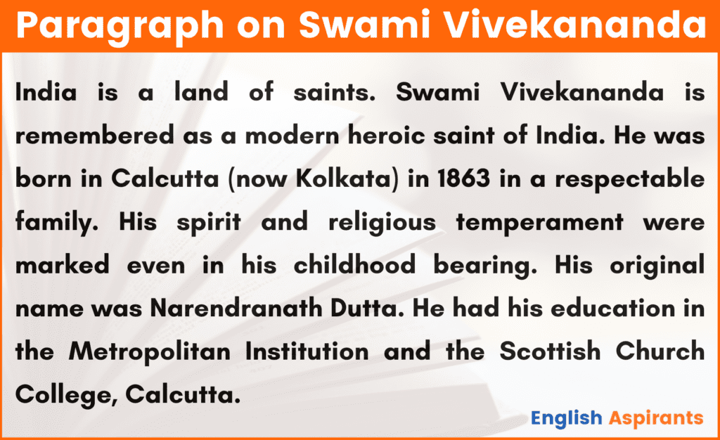 Paragraph on Swami Vivekananda