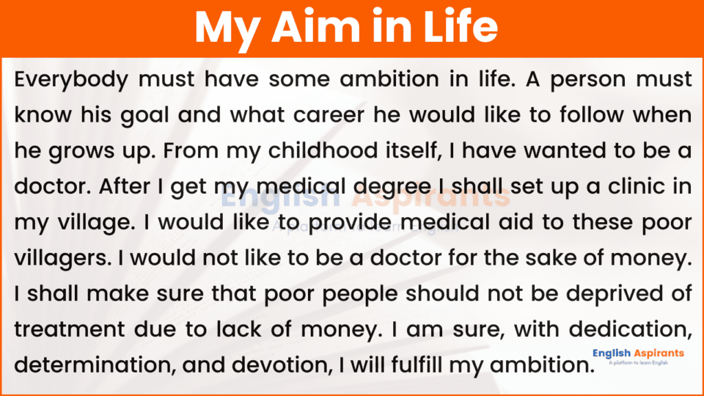 my aim in life doctor essay 150 words