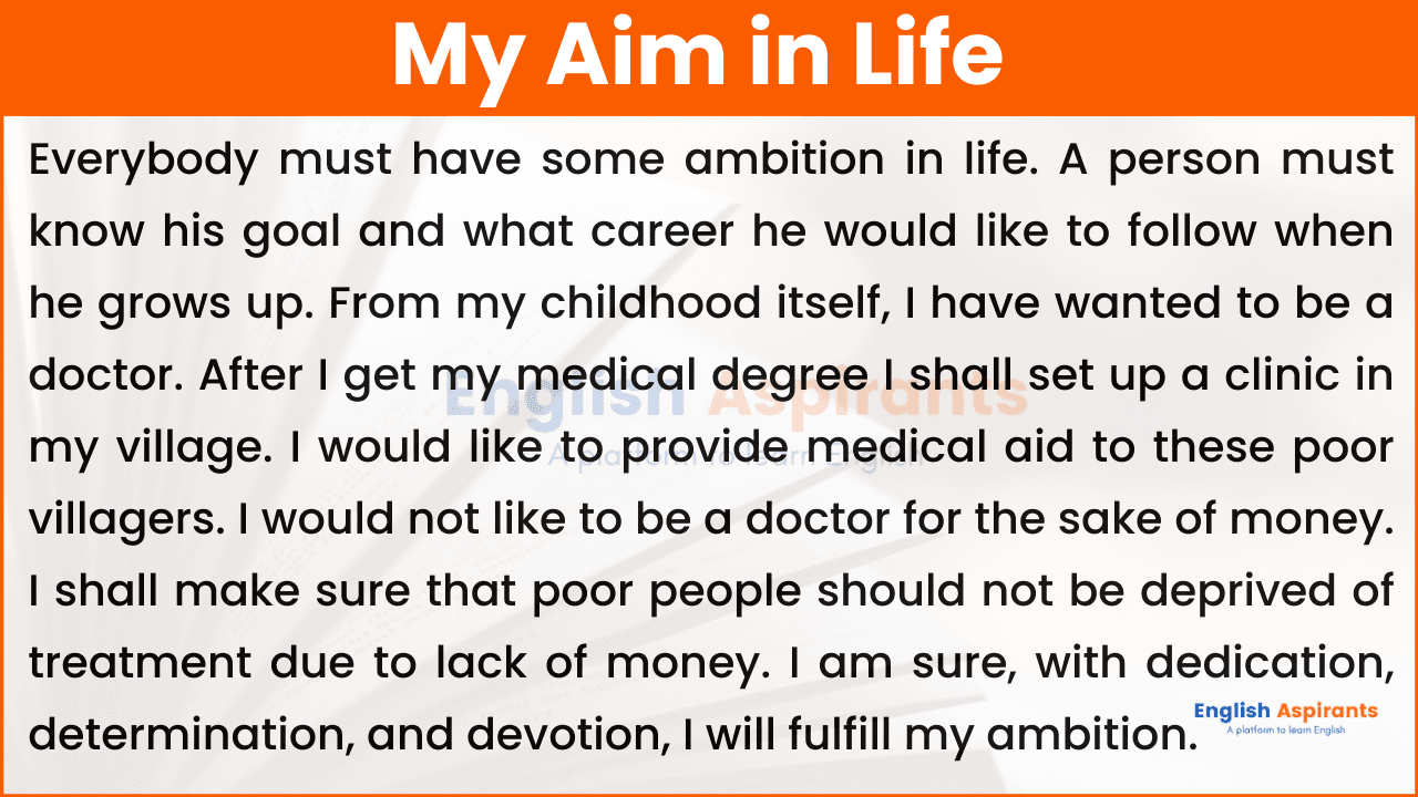 my aim in life essay 250 words doctor