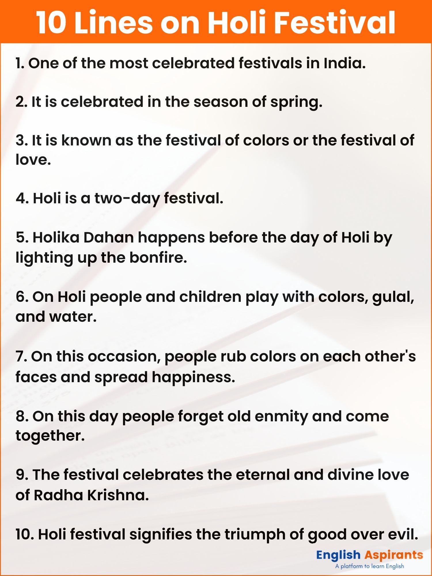 10 Lines on Holi Festival