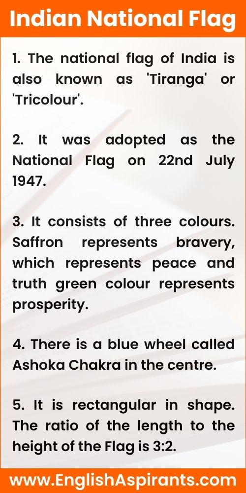 Few Lines About National Flag In English