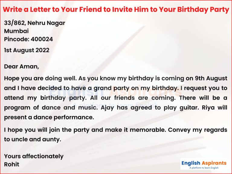 Write a Letter to Invite Your Friend to Your Birthday Party [6 Examples]