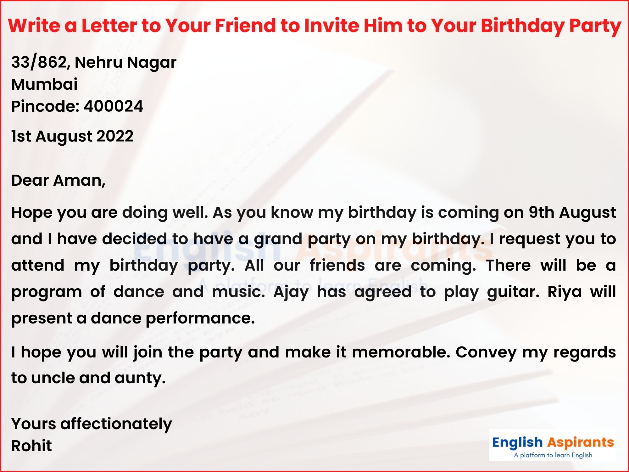 Write a Letter to Invite Your Friend to Your Birthday Party [6 Examples]