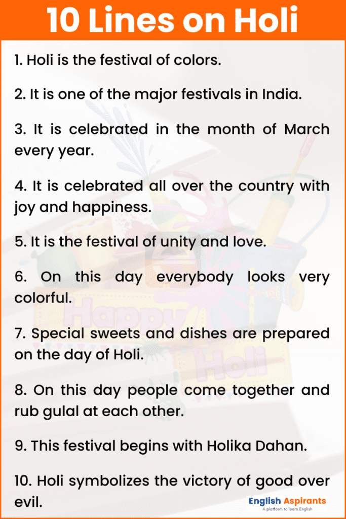 essay on holi in points