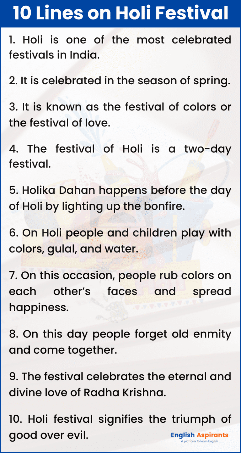 essay of holi 10 lines