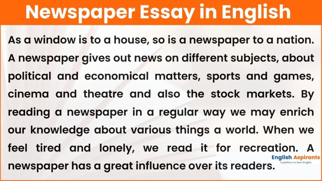 the newspaper essay 250 words