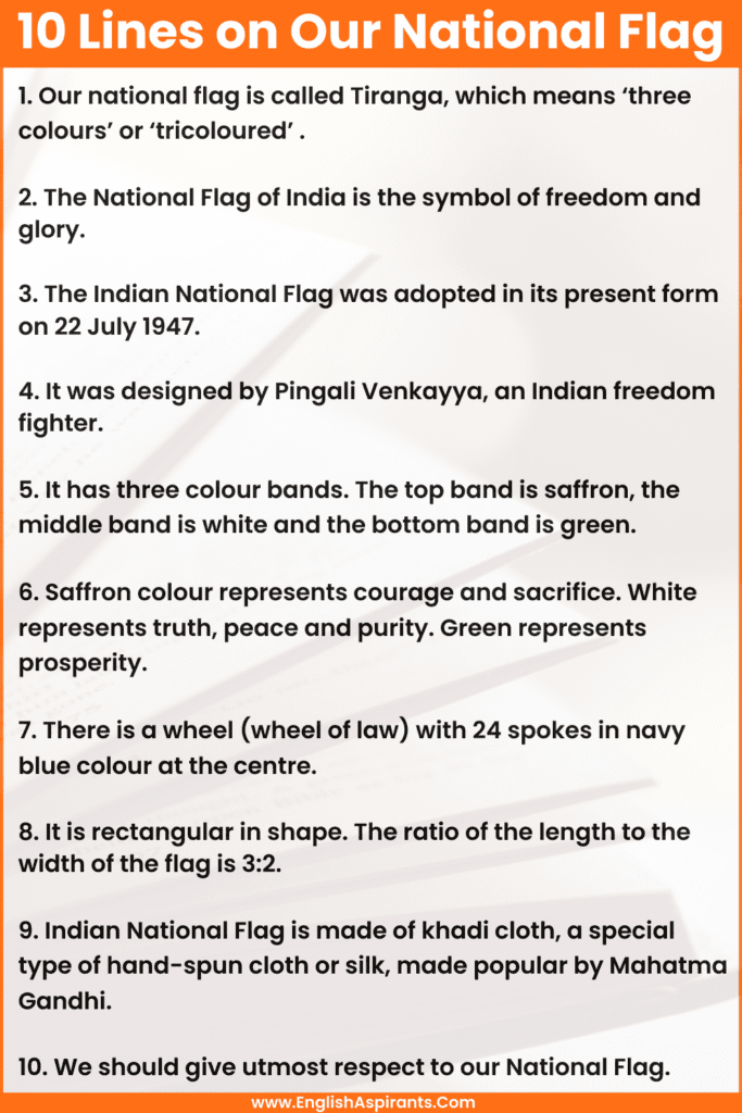 national flag essay in english 10 lines