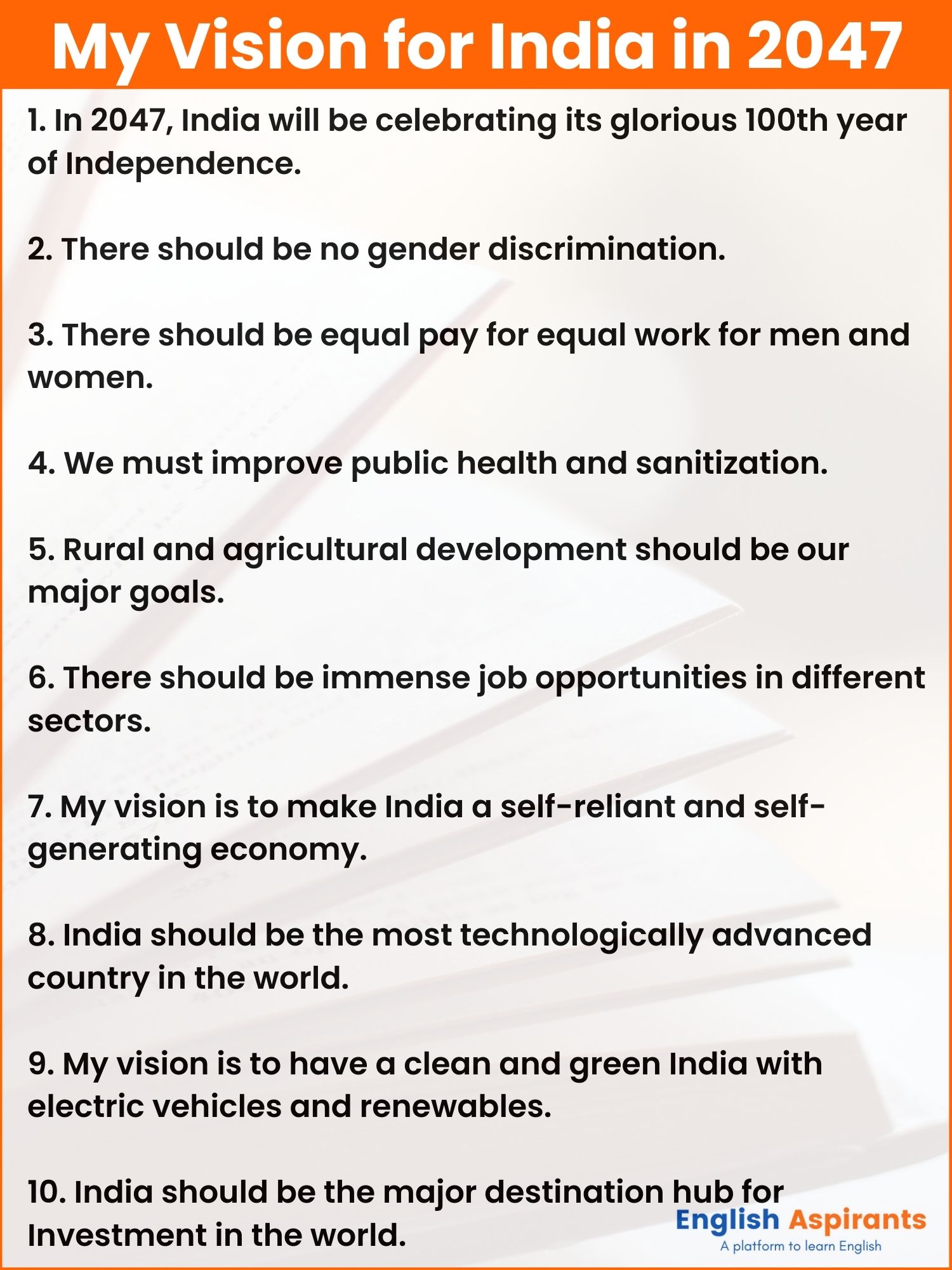 my vision for India in 2047 10 lines