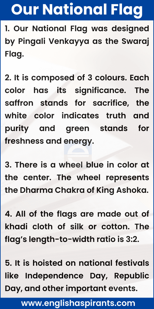 5 lines on Our National Flag 