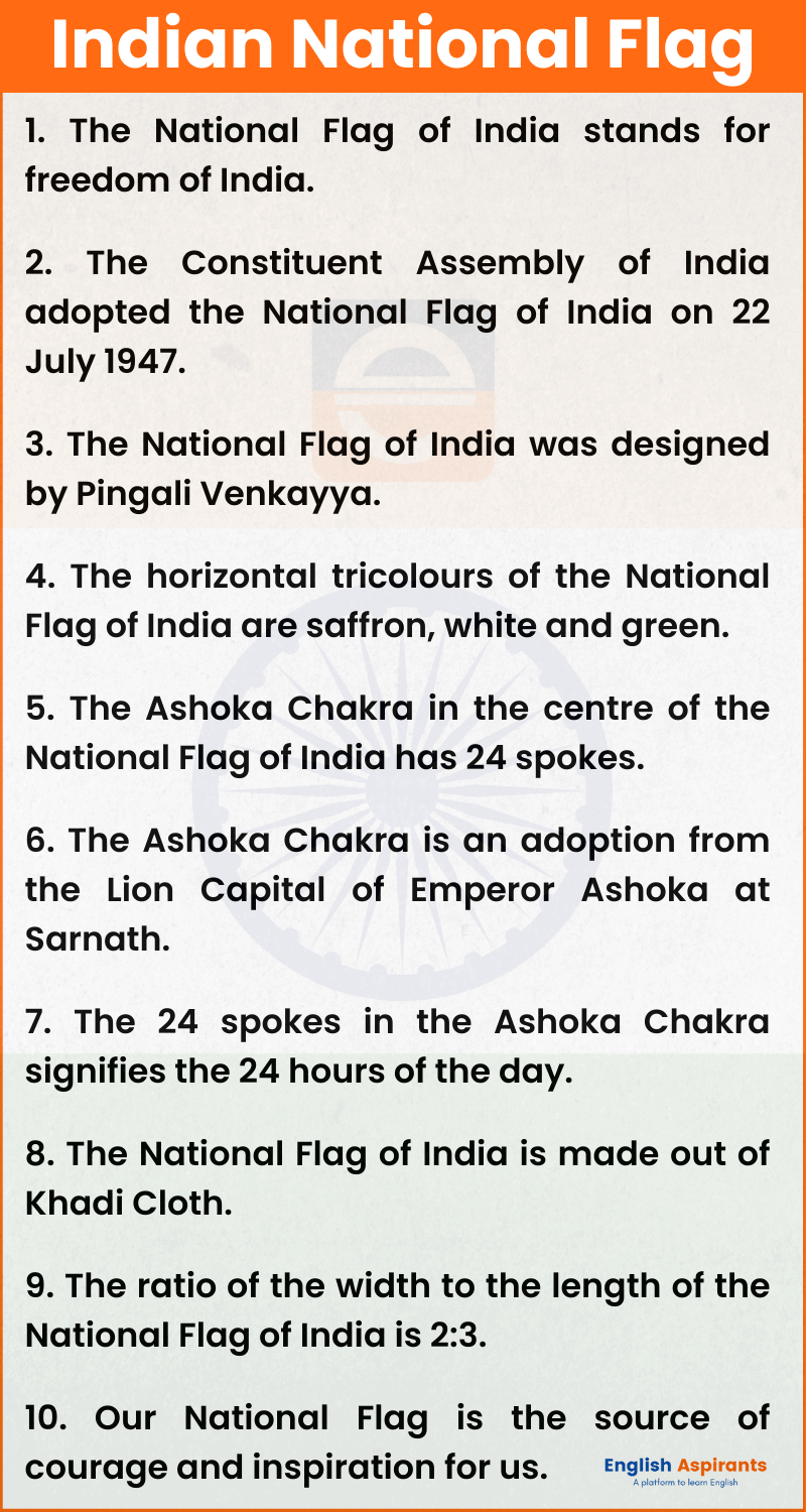 Our National Flag Essay 10 Lines