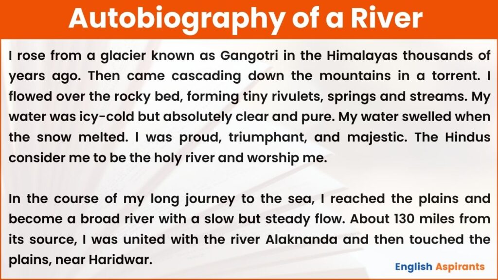 autobiography of a river bank in english