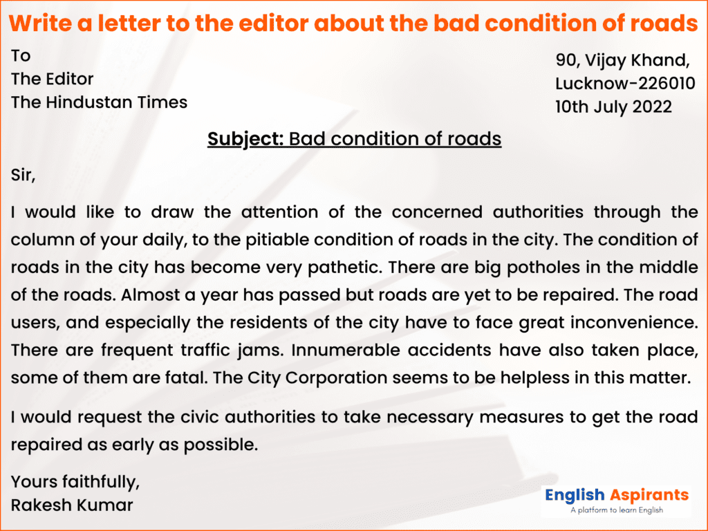 essay on bad condition of roads