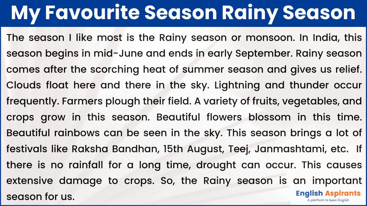 My Favourite season Rainy Season
