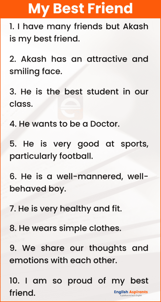 My Best Friend 10 Lines in English [5 Sets] - EnglishAspirants