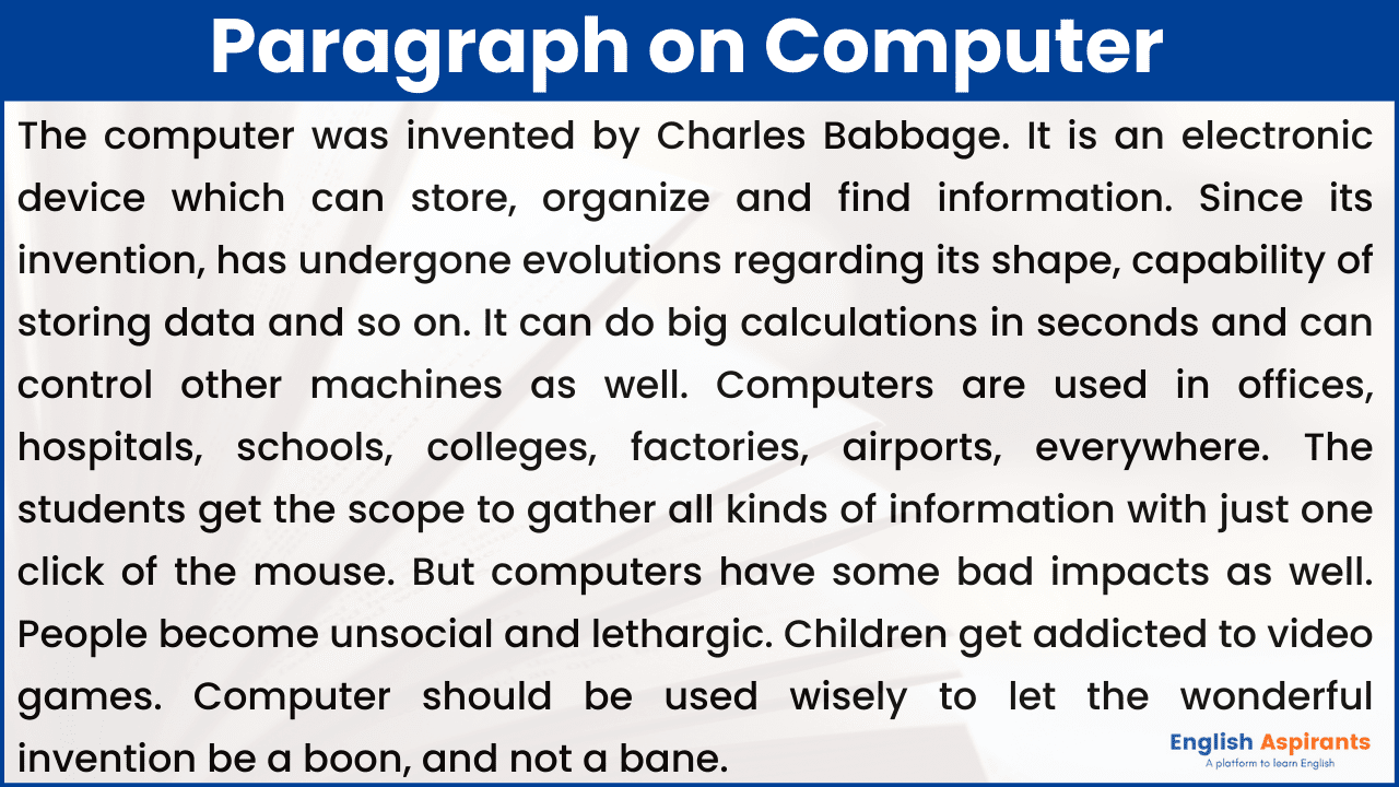 Paragraph on the Computer in English