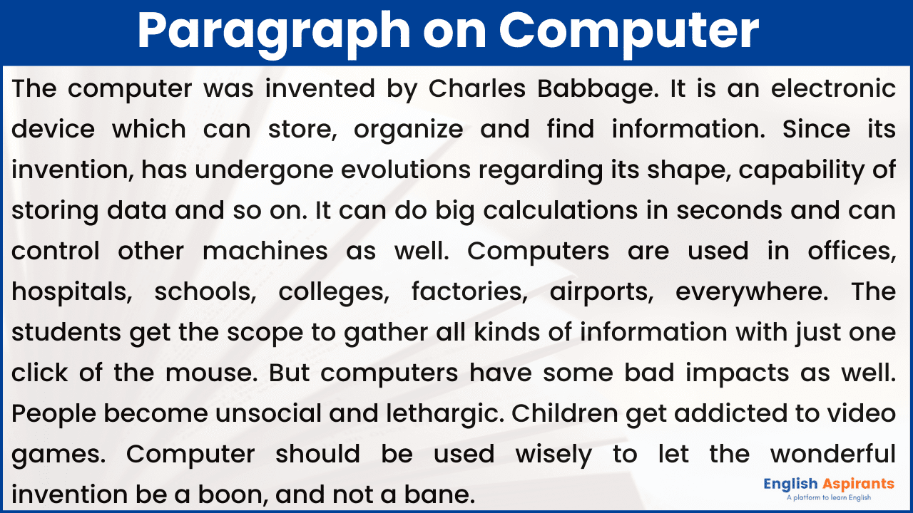 essay on computer 250 words for class 7