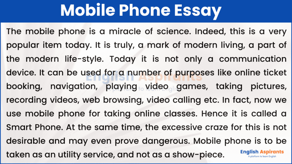 mobile phone essay for class 9