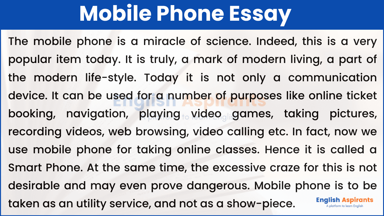 Mobile Phone Essay in English