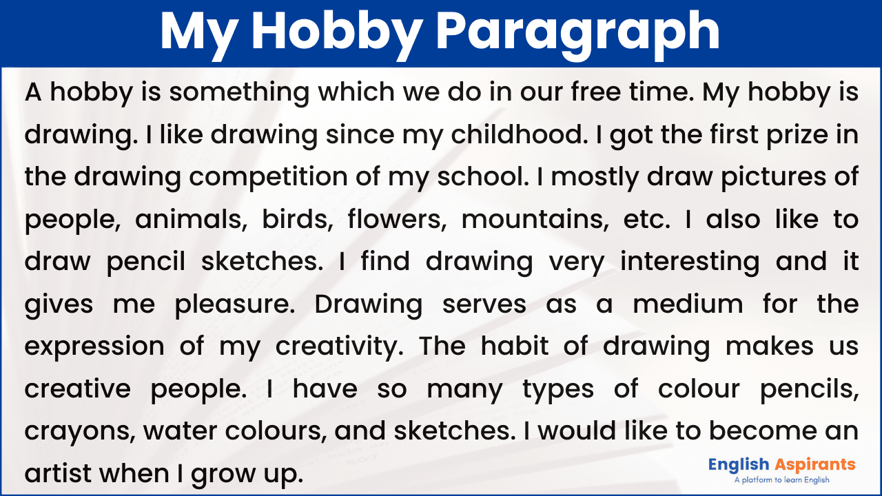 essay about my hobby 120 words