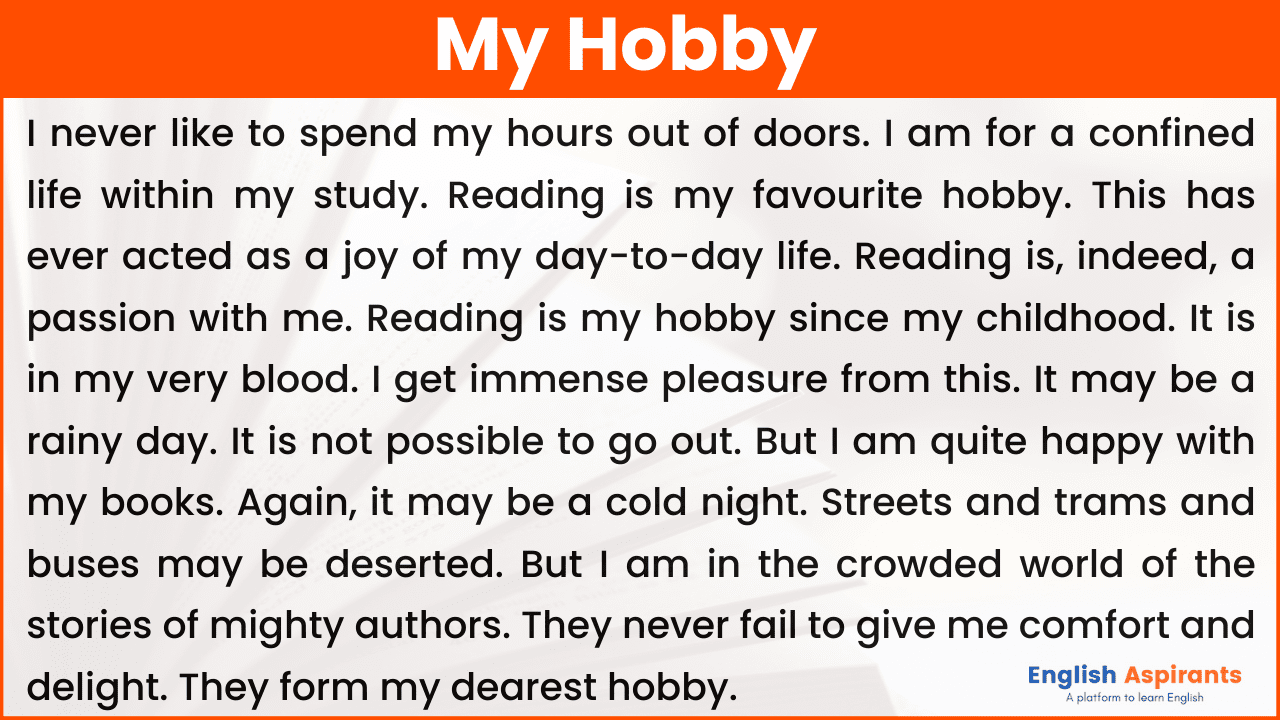 My Hobby Paragraph Writing