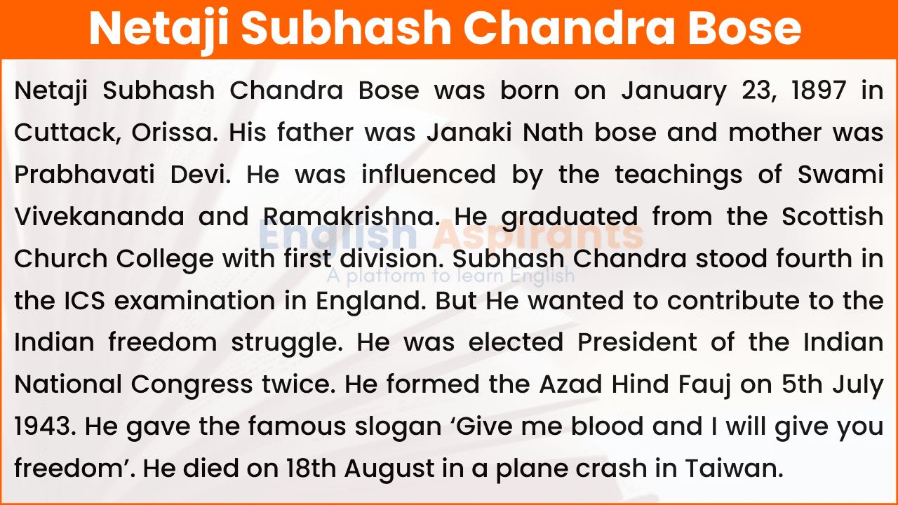 Essay on Subhash Chandra Bose
