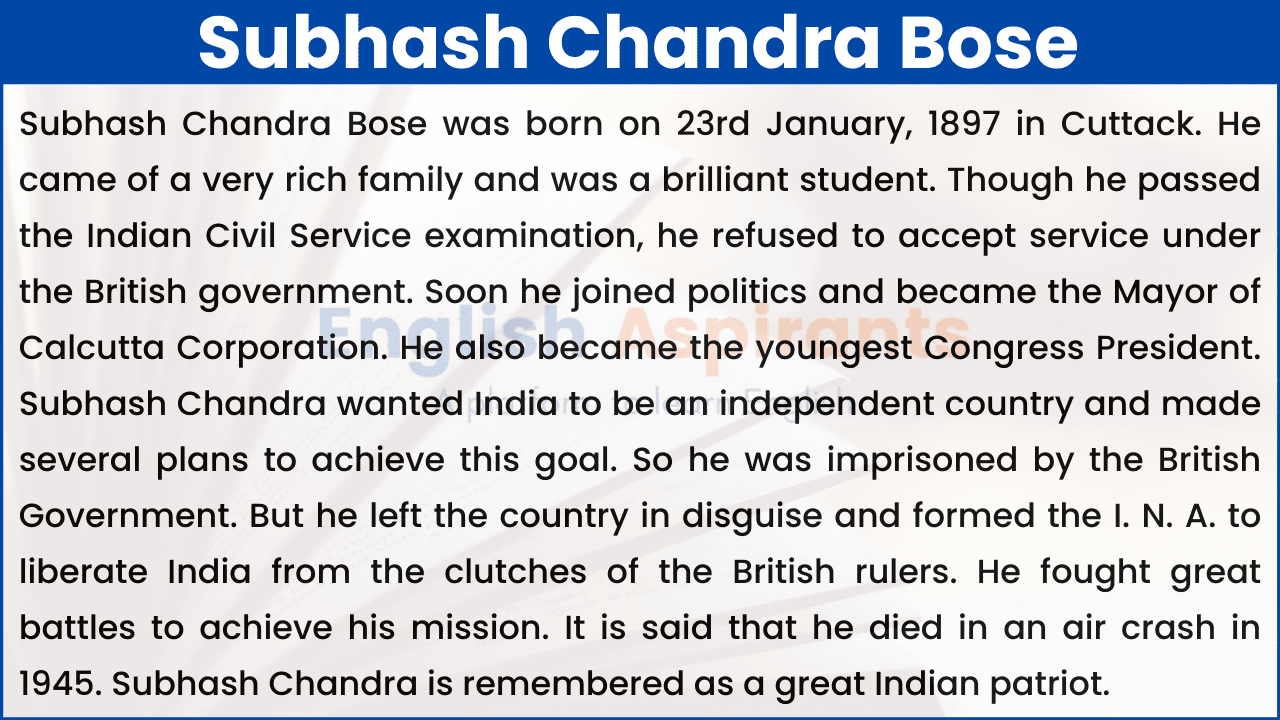 Netaji Subhash Chandra Bose Essay