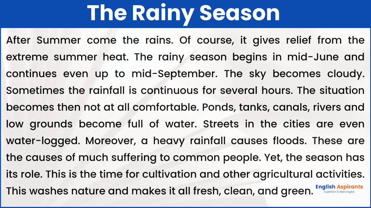 essay on rainy season 200 words in english