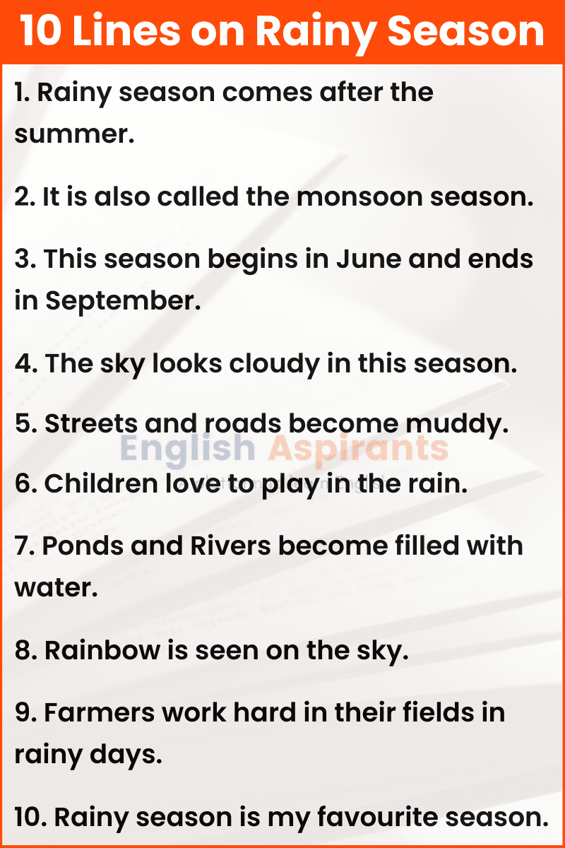 10 Lines on Rainy Season