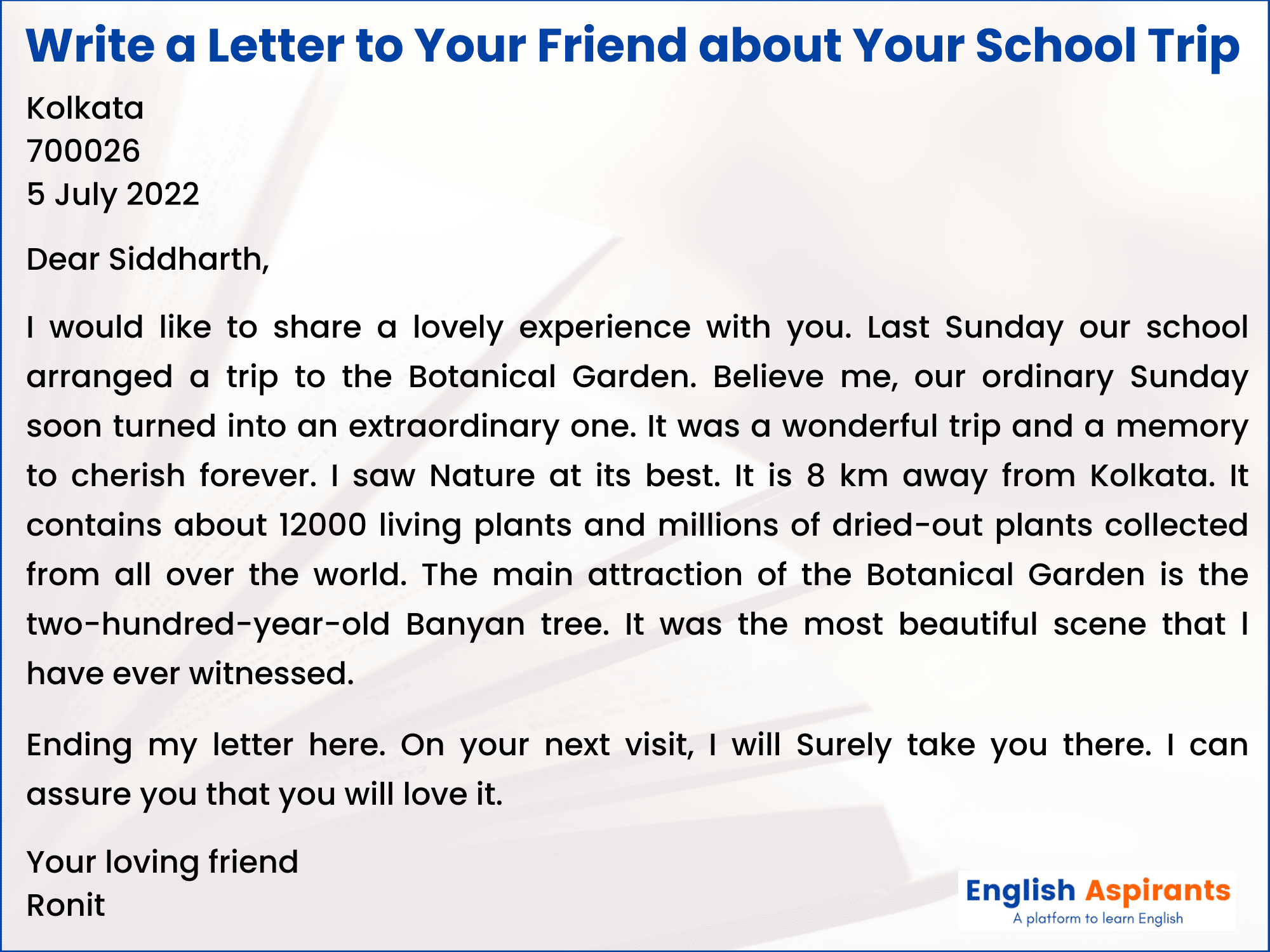 write letter to your friend about school