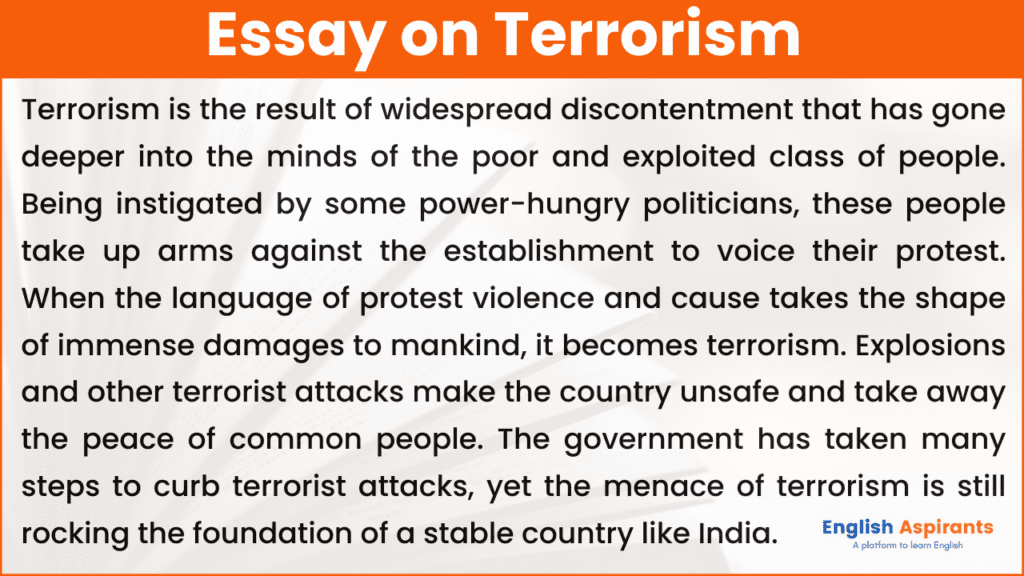 terrorism essay in english easy words