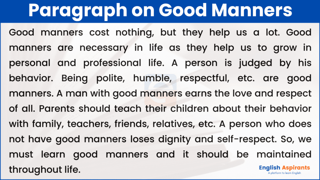 essay on good manners for class 3
