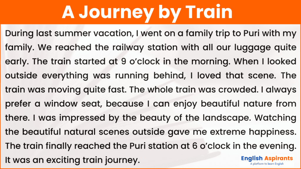 a journey by train essay 200 words