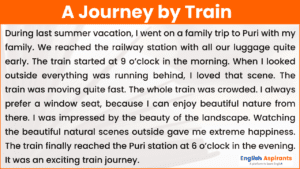 essay on journey by train class 2