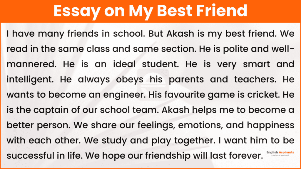 essay on my best friend for class 8th