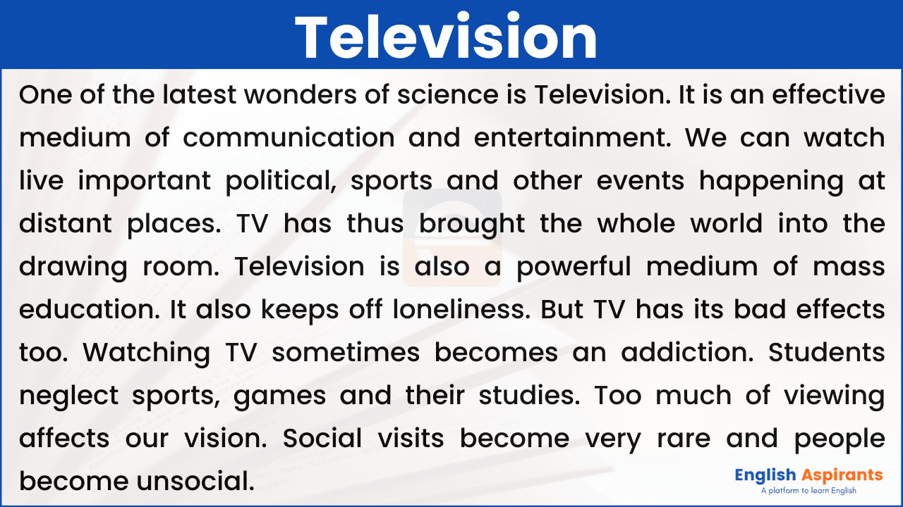 television par essay in english