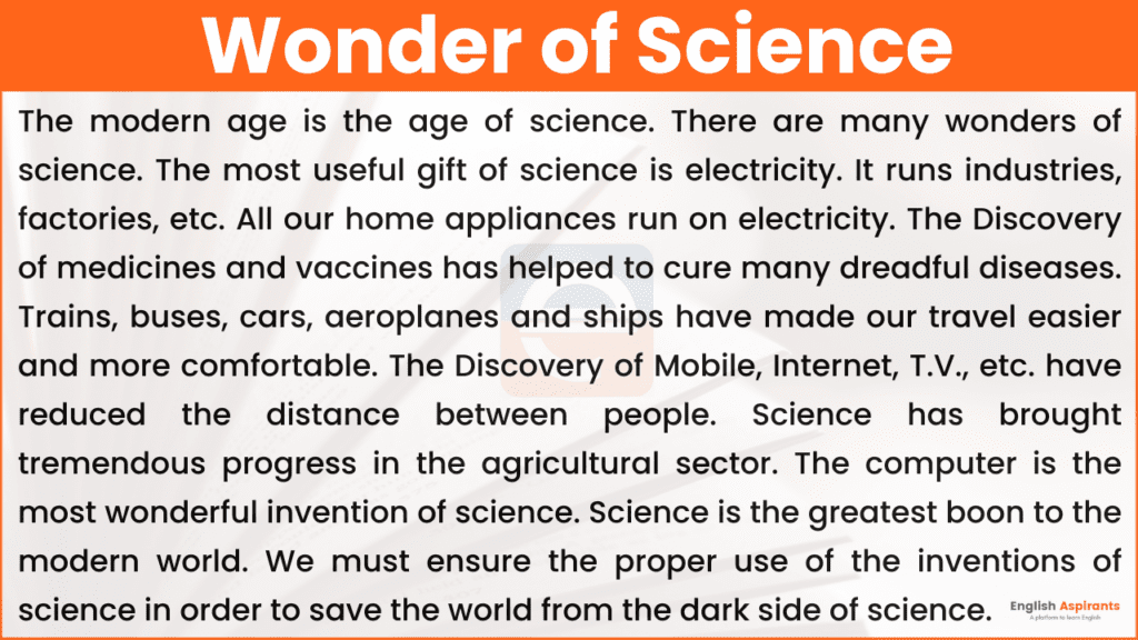 9th class essay wonder of science