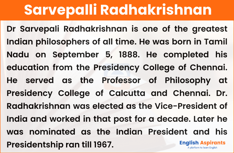 Sarvepalli Radhakrishnan Essay in English