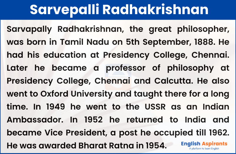 Essay on Sarvepalli Radhakrishnan