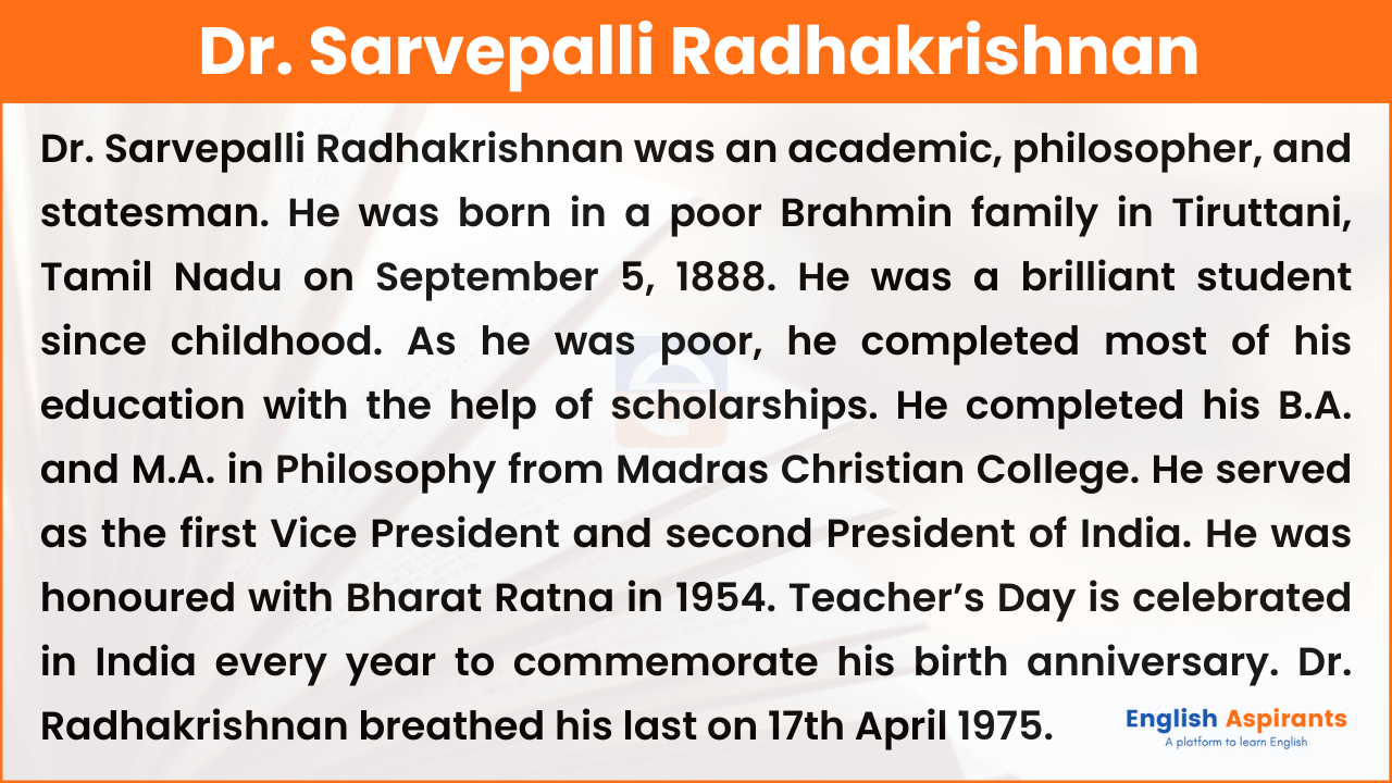 Dr Sarvepalli Radhakrishnan Essay in English